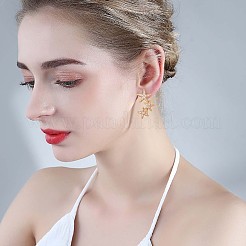 925 orecchini pendenti a forma di stella in argento sterling con zirconi chiari da donna&nbsp;JE962A