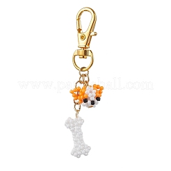 Decorazioni pendenti con perline di vetro a forma di cane e osso&nbsp;HJEW-MZ00148