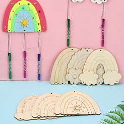 DIY-Bausätze für unfertige Windspiele aus Holz in Regenbogenfarben zum Basteln für Kinder&nbsp;ST-CJ0009-2