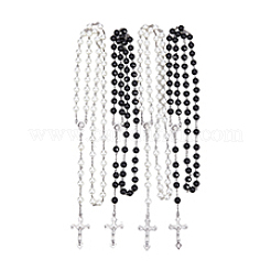 4 stücke 2 farben abs kunststoff imitation perle rosenkranz perlen halsketten set&nbsp;NJEW-DC0001-04