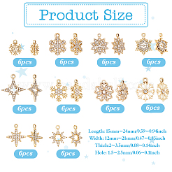60 pièces 10 styles pendentifs en alliage strass&nbsp;FIND-PH0028-36G