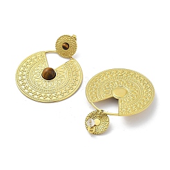 Boho-Ohrstecker aus natürlichem Tigerauge aus 304 Edelstahl&nbsp;EJEW-S244-01G-B
