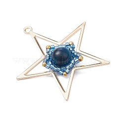 Occhio di tigre naturale (tinto e riscaldato) e pendenti a forma di stella con perline di vetro fatte a mano&nbsp;PALLOY-MZ00496-01