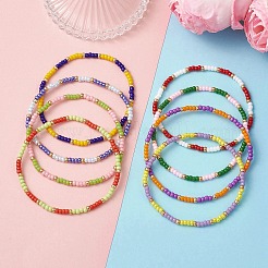 8 pulsera elástica de cuentas de vidrio para hombres y mujeres.&nbsp;BJEW-MZ00276