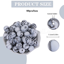 80 pezzo di perline focali rotonde in silicone&nbsp;SIL-SZ0001-24-37