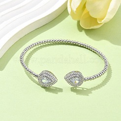 Ensemble de bracelets et bagues en laiton avec micro pavé de zircones cubiques en forme de larme pour femmes&nbsp;SJEW-R002-04P-01