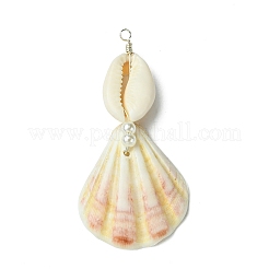 3 stücke 3 arten natürliche scallop shell große anhänger&nbsp;PALLOY-JF03375