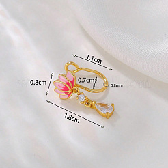 Klare Zirkonia mit Emaille rosa Lotusblüte als Nasenclip&nbsp;FS-WG6F390-01