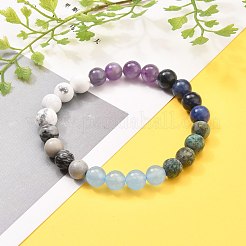 Bracelets extensibles en perles de pierres précieuses naturelles et synthétiques rondes&nbsp;BJEW-JB05596