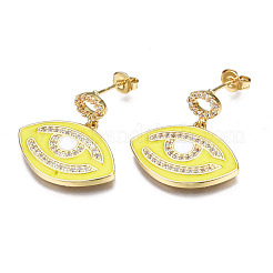 Boucles d'oreilles en laiton zircon cubique micro pavé clair&nbsp;EJEW-T014-55G-NF