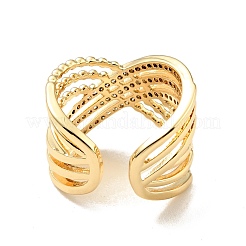 Anneau de manchette ouvert croisé en zircone cubique transparente&nbsp;RJEW-G251-09G