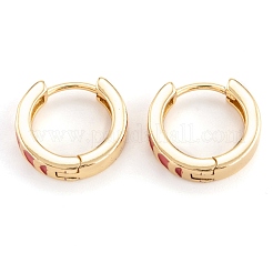 Orecchini a cerchio huggie in ottone smaltato&nbsp;EJEW-P187-K