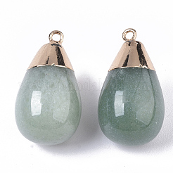 Ciondoli in avventurina verde naturale placcato oro superiore&nbsp;G-T131-02D