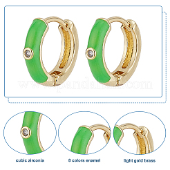 8 par de pendientes de aro de esmalte chapados en oro real de 8k de 18 colores con circonita cúbica transparente&nbsp;EJEW-AN0001-97