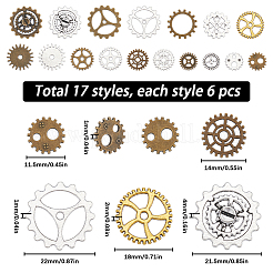 102 set di 17 ciondoli in lega stile tibetano steampunk&nbsp;TIBEP-SC0002-44