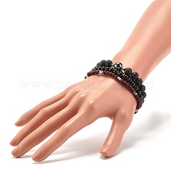 Ensemble de bracelets extensibles en perles de bois naturel&nbsp;BJEW-JB07344