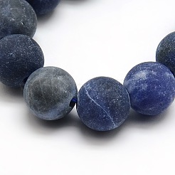 Gefrostet natürlichen Sodalith runde Perle Stränge&nbsp;G-M064-12mm-01