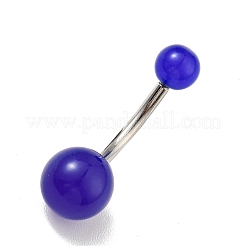 10 bilanciere curvo con perline rotonde in acrilico luminoso&nbsp;AJEW-G041-01P