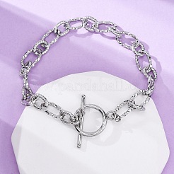 Bracelets à maillons ovales torsadés en acier inoxydable 304 pour femmes&nbsp;BJEW-A036-09P