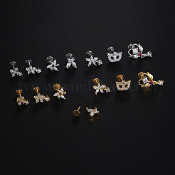 Labrets aus Edelstahl mit Mikropavé und klarem Zirkonia und Innengewinde&nbsp;WGBE4CC-02