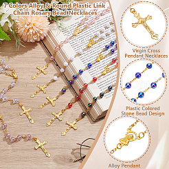 42 collier de chapelet à maillons ronds en alliage et plastique&nbsp;NJEW-WA0001-05