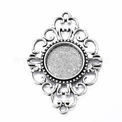 Plata antigua rombo filigrana aleación estilo tibetano cabochon base del conector&nbsp;TIBE-M022-08AS
