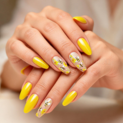Faux ongles à pression en plastique à motif abeilles&nbsp;MRMJ-CP0001-73