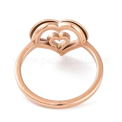 Bague en acier inoxydable 304 en forme de cœur pour femme&nbsp;RJEW-C086-21-RG