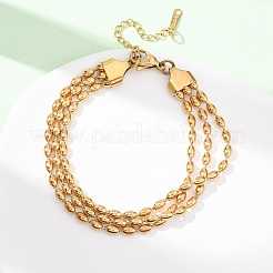 Mehrreihige Armbänder aus 304 Edelstahlperlen&nbsp;LS-BJEW-K287-01G
