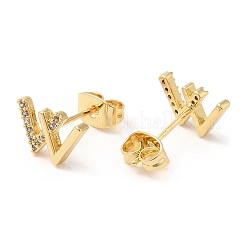 Boucles d'oreilles à tige avec lettre initiale en zircone cubique w&nbsp;EJEW-Q769-08G