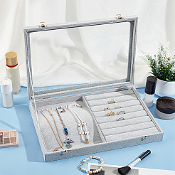 Rechteckige Schmuck-Ausstellungenboxen aus Samt&nbsp;VBOX-WH0014-02