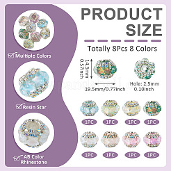 8 pieza de cuentas redondas de rhinestone acrílicos de 8 colores&nbsp;OACR-TA0004-99