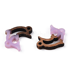 Encantos conectores de resina opaca y madera de nogal&nbsp;RESI-N039-46G