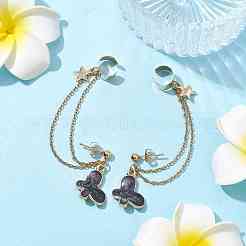 Chaînes de boucles d'oreilles manchettes en acier inoxydable 304 doré clair&nbsp;EJEW-JE05685-01