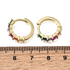 Orecchini a cerchio in ottone con zirconi cubici colorati&nbsp;EJEW-G473-05G