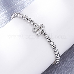Stretch-Armbänder aus Messing mit runden Perlen&nbsp;BJEW-A034-05P