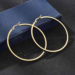 Pendientes de aro de acero inoxidable 201&nbsp;LS-EJEW-P304-14A-G