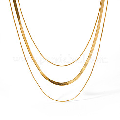 Mode 304 Edelstahl 3-lagige Schlangenkette Halsketten für Frauen&nbsp;GS2900-1