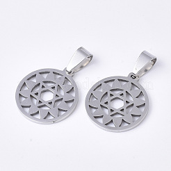 Colgantes de acero inoxidable 201 con temática de chakras que no se deslustran&nbsp;STAS-N089-52P