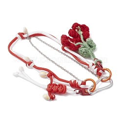 Gehäkelte Puffblumen & Polyesterseile & Anhängerdekorationen&nbsp;HJEW-JM04395-02
