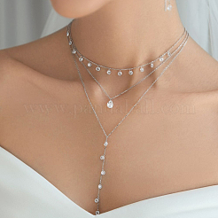 S925 Silber Zirkon Wassertropfen Ohrringe Halskette Set eleganter minimalistischer Schmuck für den täglichen Gebrauch&nbsp;ZZ8208-3