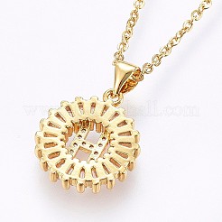 Colliers pendentifs initiaux en laiton sertis de micro-pavés de zirconiums cubiques&nbsp;NJEW-H486-30G-H
