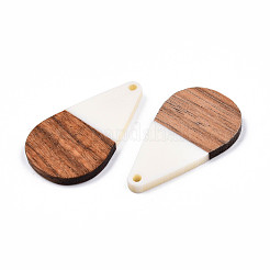 Pendentifs en résine opaque et bois de noyer&nbsp;RESI-N025-030-B05
