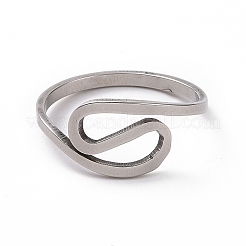 Anlaufgeschützter 201 Edelstahl-Wellenfingerring&nbsp;RJEW-J051-31P