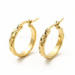 Orecchini a cerchio scanalati in acciaio inossidabile 201 con perni in acciaio inossidabile 304 per donna&nbsp;EJEW-M214-03B-G