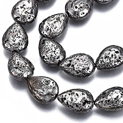Galvanisierte natürliche Lavasteinperlenstränge&nbsp;G-T131-87