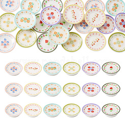 24 Stück 6-farbig bedruckte Cabochons aus undurchsichtigem Harz&nbsp;RESI-TA0005-28
