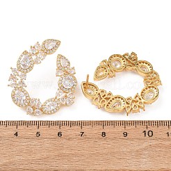 Aretes de latón con circonitas cúbicas pavé para mujer&nbsp;EJEW-F418-17G