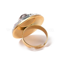 Anello regolabile con perline di quarzo lodolite naturale e tormalina con strass di cristallo&nbsp;G-I330-14G