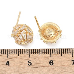 Fornituras de latón micro pave zirconia pendiente del perno prisionero&nbsp;KK-Z094-12G